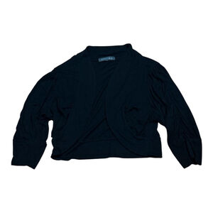 Addition Elle Cardigan Womens 2XL Black Cropped Open Front 3/4 Sleeve Stretch